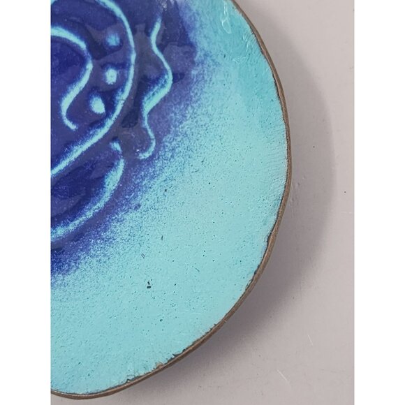 Vintage Handcrafted Enamel Copper Trinket‎ Dish With Abstract Design - Picture 7 of 9